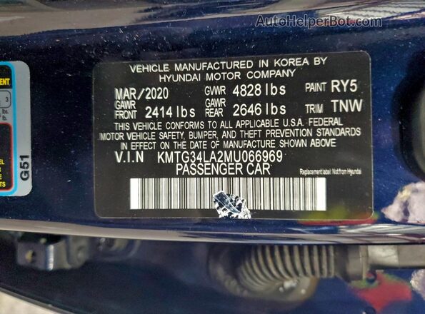 KMTG34LA2MU066969 2021 GENESIS G70 Blue 