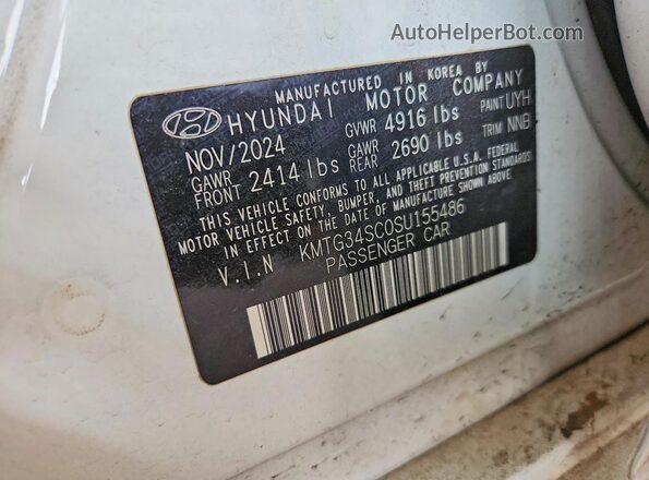 KMTG34SC0SU155486 2025 GENESIS G70 White Vista de la etiqueta del VIN