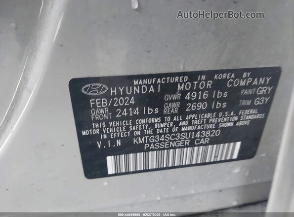 KMTG34SC3SU143820 2025 GENESIS G70 Gray Widok komory silnika