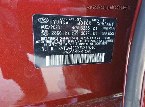 KMTGA4SC0RU211040 2024 GENESIS G80 Maroon Engine compartment view