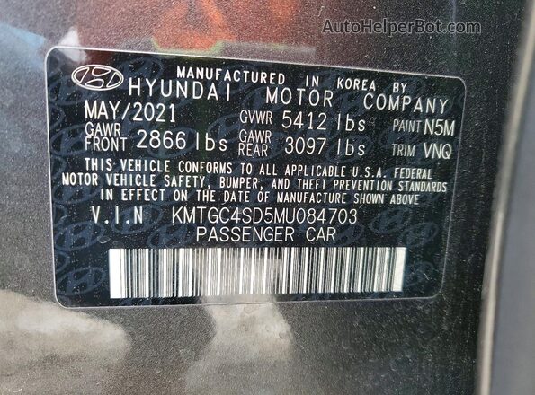 KMTGC4SD5MU084703 2021 GENESIS G80 Gray Widok naklejki z numerem VIN