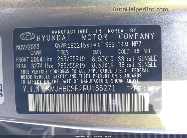 KMUHBDSB2RU185271 2024 GENESIS GV80 Gray Engine compartment view