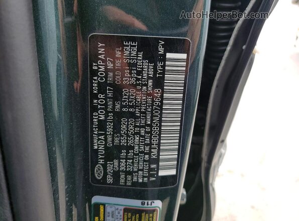 KMUHBDSB5NU079648 2022 GENESIS GV80 Black VIN sticker view