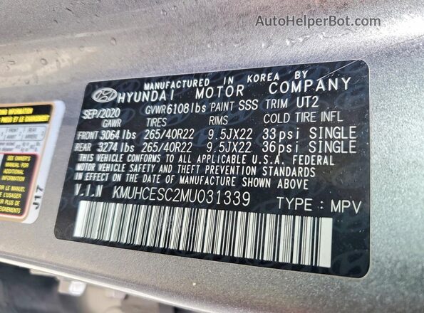 KMUHCESC2MU031339 2021 GENESIS GV80 Silver Engine compartment view