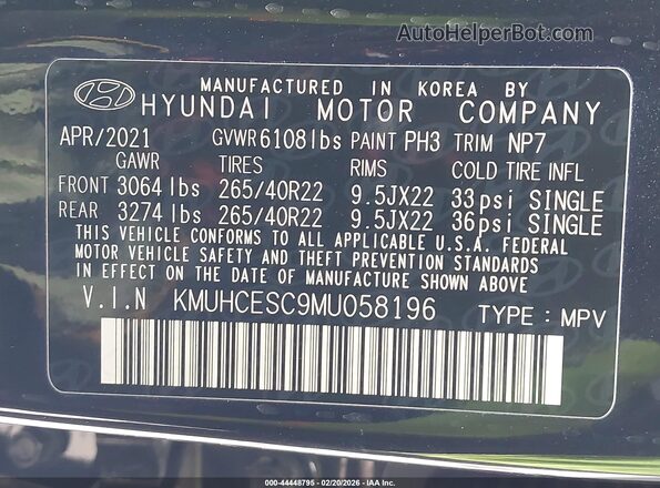 KMUHCESC9MU058196 2021 GENESIS GV80 Black ძრავის განყოფილების ხედი