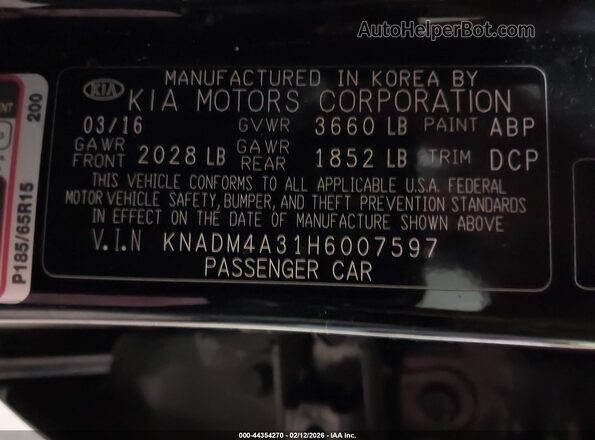 KNADM4A31H6007597 2017 KIA RIO Black Engine compartment view