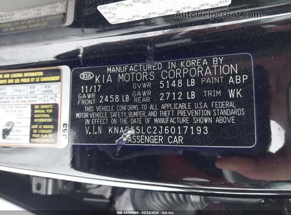 KNAE55LC2J6017193 2018 KIA STINGER Black Շարժիչի բաժամունքի տեսք