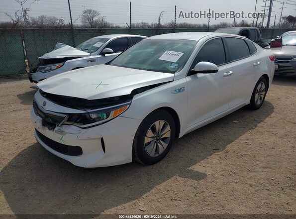 KNAGT4LC3H5008673 2017 KIA OPTIMA HYBRID White Vista tres cuartos delantera izquierda