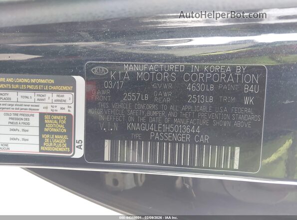 KNAGU4LE1H5013644 2017 KIA OPTIMA HYBRID Dark Blue Widok komory silnika