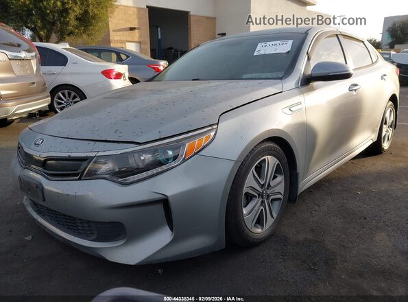 KNAGU4LE3H5013726 2017 KIA OPTIMA HYBRID Silver წინა მარცხენა ხედი სამი მეოთხედიდან