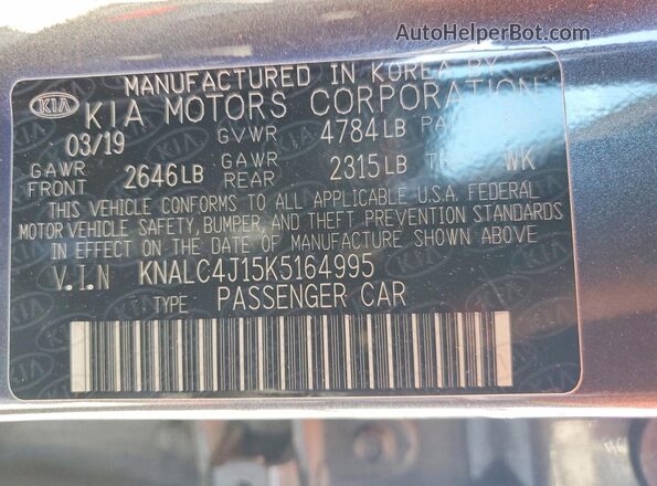KNALC4J15K5164995 2019 KIA CADENZA Gray Vista del compartimento del motor