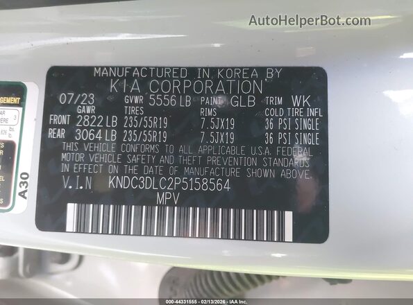 KNDC3DLC2P5158564 2023 KIA EV6 Cream 