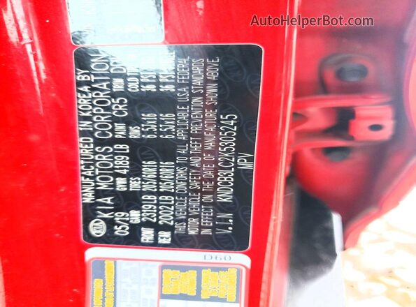 KNDCB3LC2K5305245 2019 KIA NIRO Red 