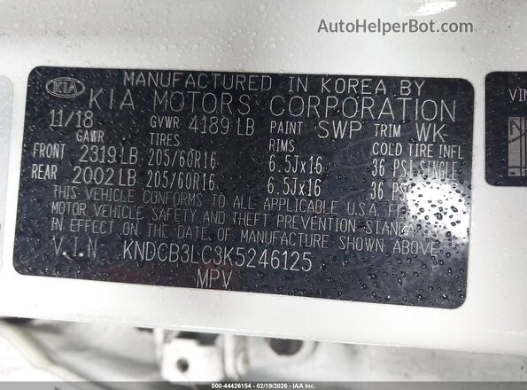 KNDCB3LC3K5246125 2019 KIA NIRO White Widok komory silnika