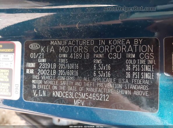 KNDCE3LC5M5465212 2021 KIA NIRO Blue Вид підкапотного простору