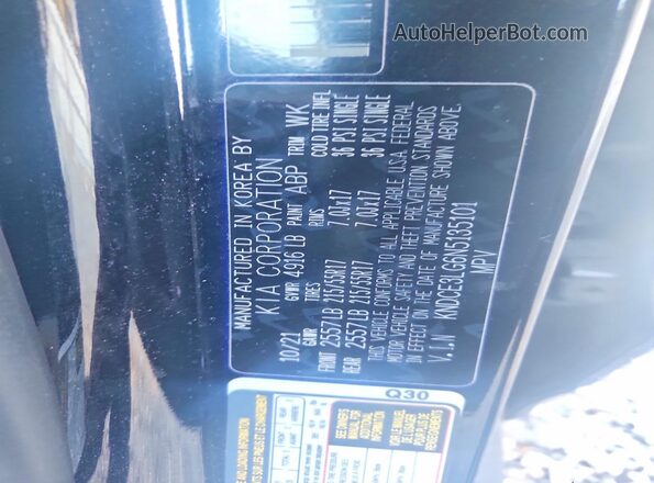 KNDCE3LG6N5135101 2022 KIA NIRO Black Vista de la etiqueta del VIN