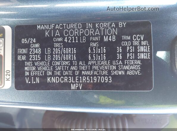 KNDCR3LE1R5197093 2024 KIA NIRO Blue 