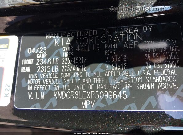 KNDCR3LEXP5099645 2023 KIA NIRO Black 