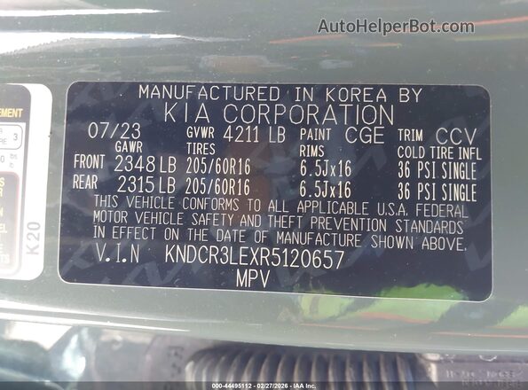 KNDCR3LEXR5120657 2024 KIA NIRO Green Вид підкапотного простору