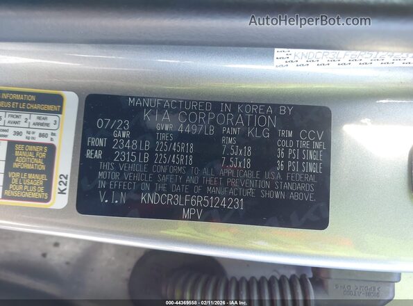 KNDCR3LF6R5124231 2024 KIA NIRO PLUG-IN HYBRID Gray Շարժիչի բաժամունքի տեսք