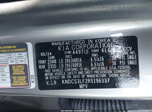KNDCS3LF2R5196337 2024 KIA NIRO PLUG-IN HYBRID Серый Вид подкапотного пространства