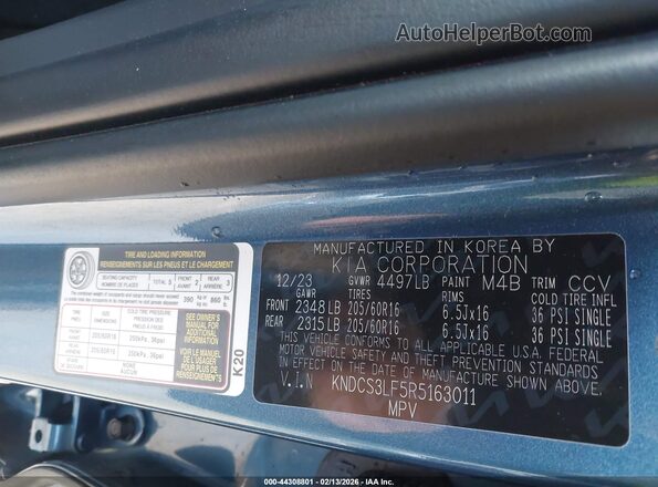 KNDCS3LF5R5163011 2024 KIA NIRO PLUG-IN HYBRID Blue Շարժիչի բաժամունքի տեսք