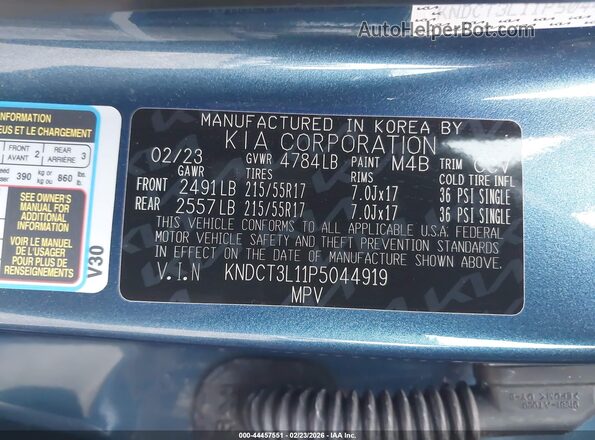 KNDCT3L11P5044919 2023 KIA NIRO EV Синий Вид подкапотного пространства