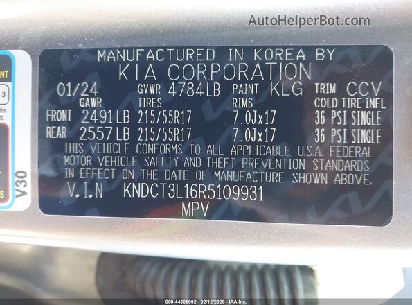 KNDCT3L16R5109931 2024 KIA NIRO EV Gray ძრავის განყოფილების ხედი
