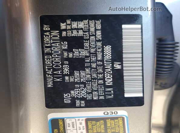 KNDEP2AA0T7868886 2026 KIA SELTOS Gray Вид наклейки з VIN-кодом
