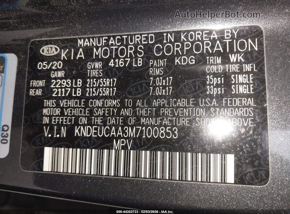 KNDEUCAA3M7100853 2021 KIA SELTOS Gray ძრავის განყოფილების ხედი