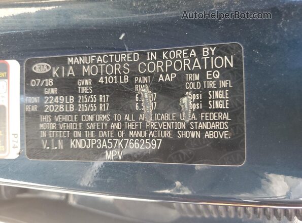 KNDJP3A57K7662597 2019 KIA SOUL Синий 