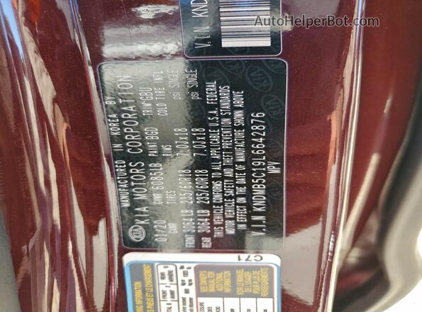 KNDMB5C19L6642876 2020 KIA SEDONA Burgundy 