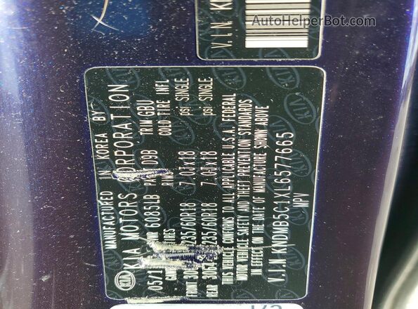 KNDMB5C1XL6577665 2020 KIA SEDONA Blue 