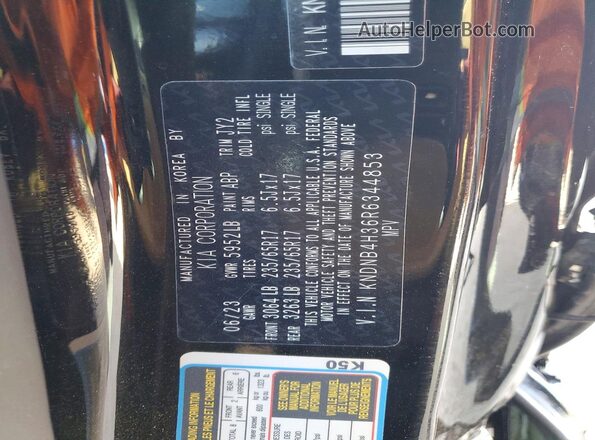 KNDNB4H36R6344853 2024 KIA CARNIVAL Black Vista de la etiqueta del VIN