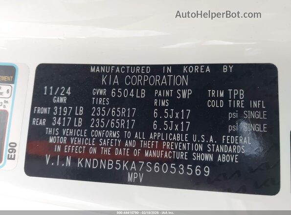 KNDNB5KA7S6053569 2025 KIA CARNIVAL MPV HYBRID Белый Вид подкапотного пространства