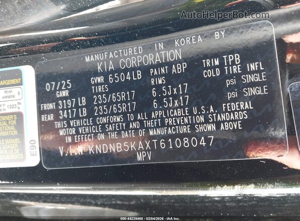 KNDNB5KAXT6108047 2026 KIA CARNIVAL MPV HYBRID Черный 