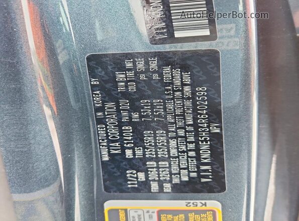 KNDNE5H34R6402598 2024 KIA CARNIVAL Blue Vista interior de 360 grados