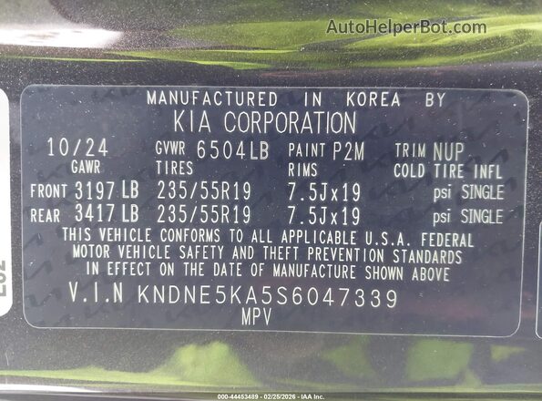 KNDNE5KA5S6047339 2025 KIA CARNIVAL MPV HYBRID Gray Vista del compartimento del motor