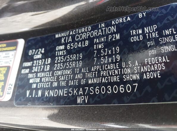 KNDNE5KA7S6030607 2025 KIA CARNIVAL MPV HYBRID Black Widok komory silnika