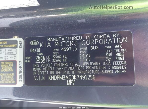 KNDPM3AC0K7491256 2019 KIA SPORTAGE Light Blue 