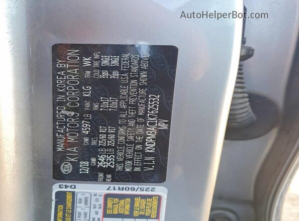KNDPM3AC1K7625532 2019 KIA SPORTAGE Silver 