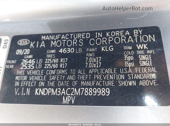KNDPM3AC2M7889989 2021 KIA SPORTAGE Silver Widok komory silnika