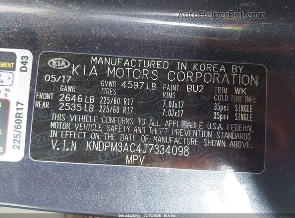 KNDPM3AC4J7334098 2018 KIA SPORTAGE Dark Blue 