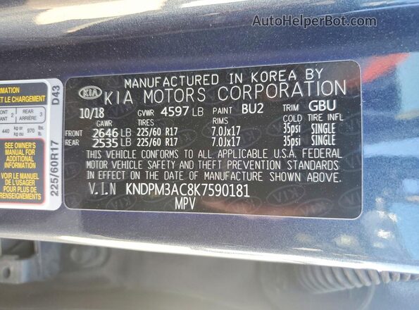 KNDPM3AC8K7590181 2019 KIA SPORTAGE Gray 