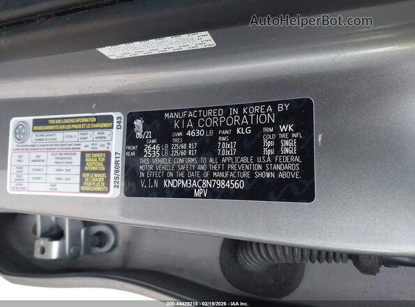 KNDPM3AC8N7984560 2022 KIA SPORTAGE Silver Вид підкапотного простору