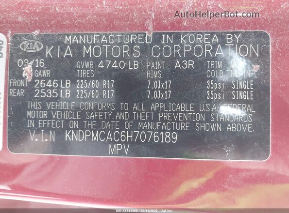 KNDPMCAC6H7076189 2017 KIA SPORTAGE Red Շարժիչի բաժամունքի տեսք