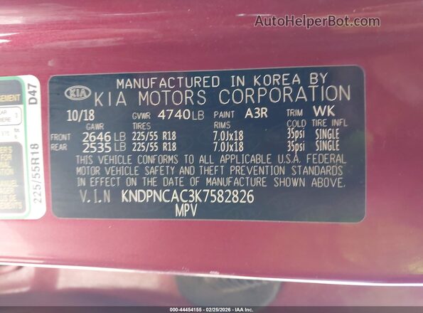 KNDPNCAC3K7582826 2019 KIA SPORTAGE Red Widok komory silnika