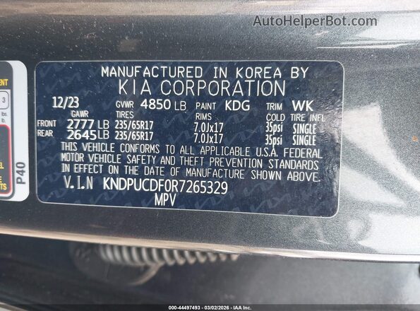 KNDPUCDF0R7265329 2024 KIA SPORTAGE Серый Вид подкапотного пространства
