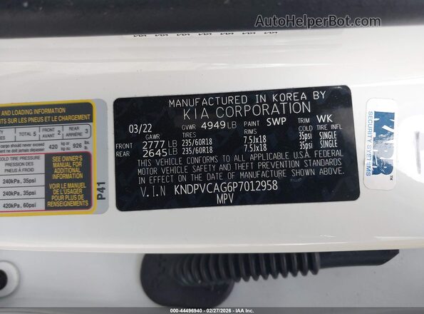 KNDPVCAG6P7012958 2023 KIA SPORTAGE HYBRID White Вид підкапотного простору