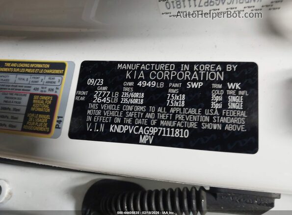 KNDPVCAG9P7111810 2023 KIA SPORTAGE HYBRID Белый Вид подкапотного пространства
